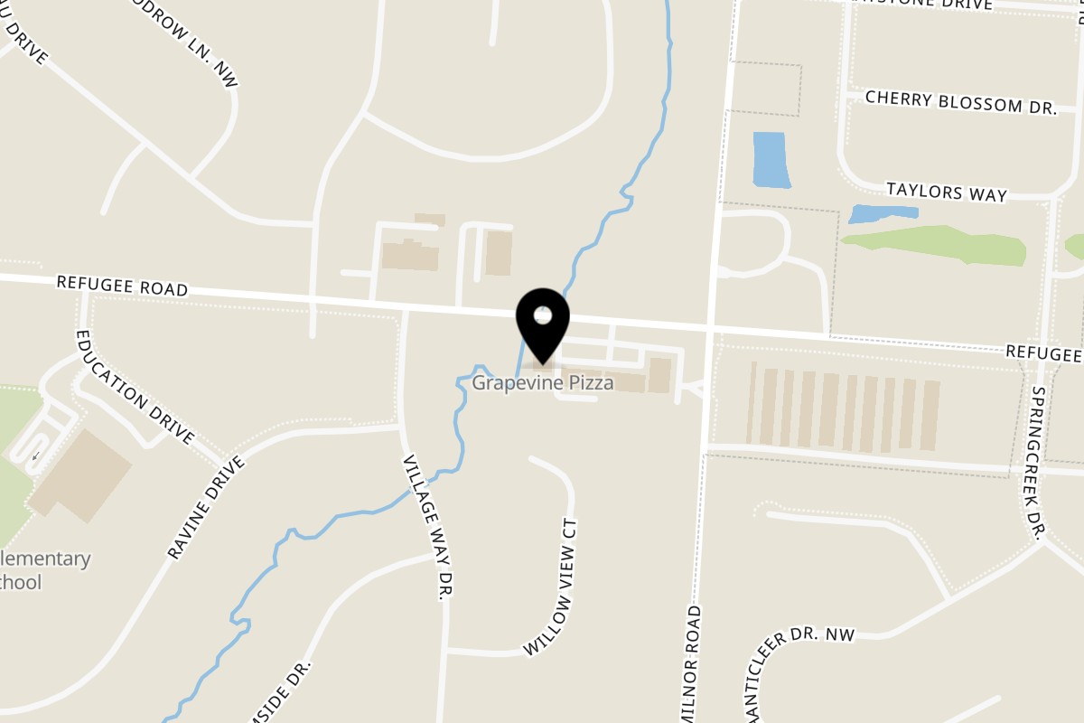 Map showing the location of Grapevine Pizza & Cafe on 8581 Refugee Rd in Pickerington